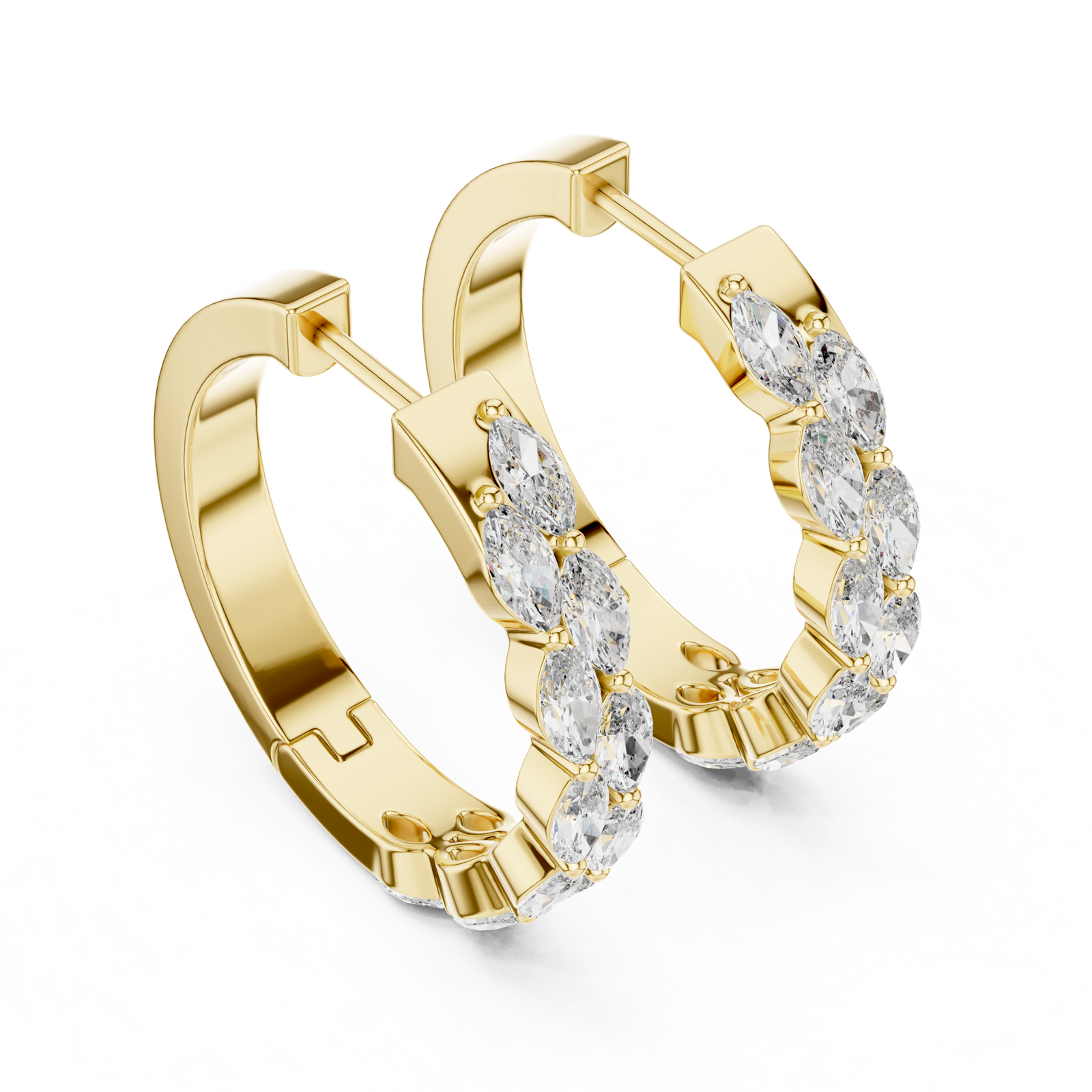 Gold Earrings L02-348, Yellow Gold, view 2