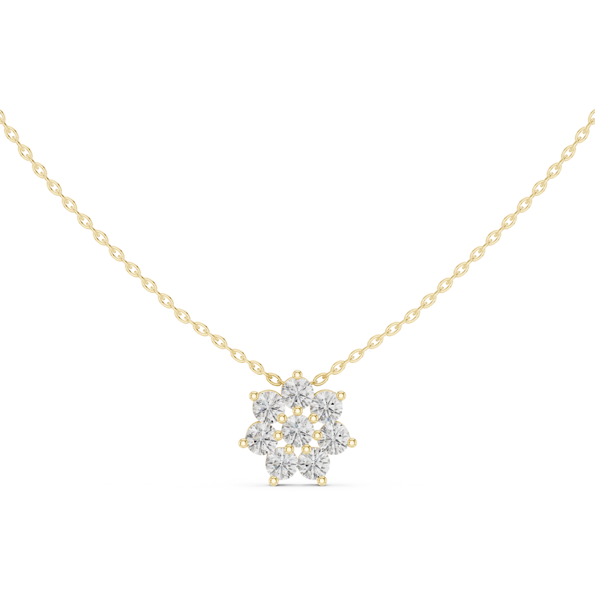 14K Solid Gold Lab Diamond Tennis Necklace, Yellow Gold, view 4
