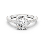 Gold Ring DDLR-037, Oval center stone, White Gold