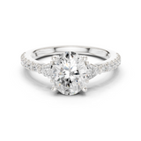 Gold Ring DDLR-037, Oval center stone, White Gold