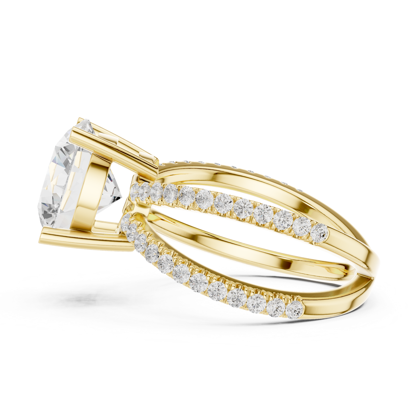 Gold Jewelry L36-25, Round center stone, Yellow Gold, view 3