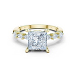 Gold Ring DDLR-168, Princess center stone, Yellow Gold