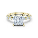 Gold Ring DDLR-168, Princess center stone, Yellow Gold