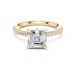 Gold Ring, Asscher center stone, Yellow Gold, view 4