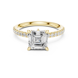 Gold Ring, Asscher center stone, Yellow Gold, view 4
