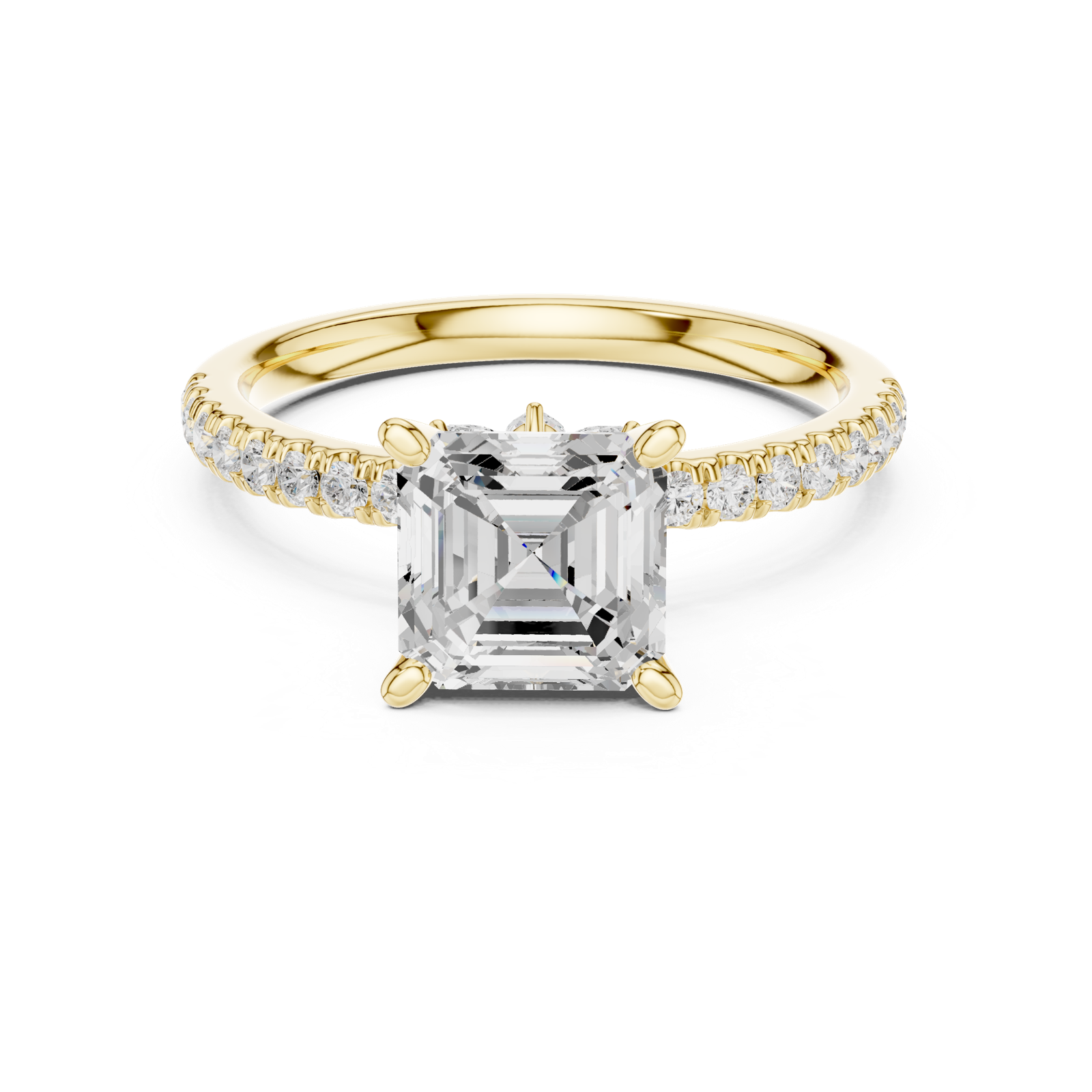 Gold Ring, Asscher center stone, Yellow Gold, view 4