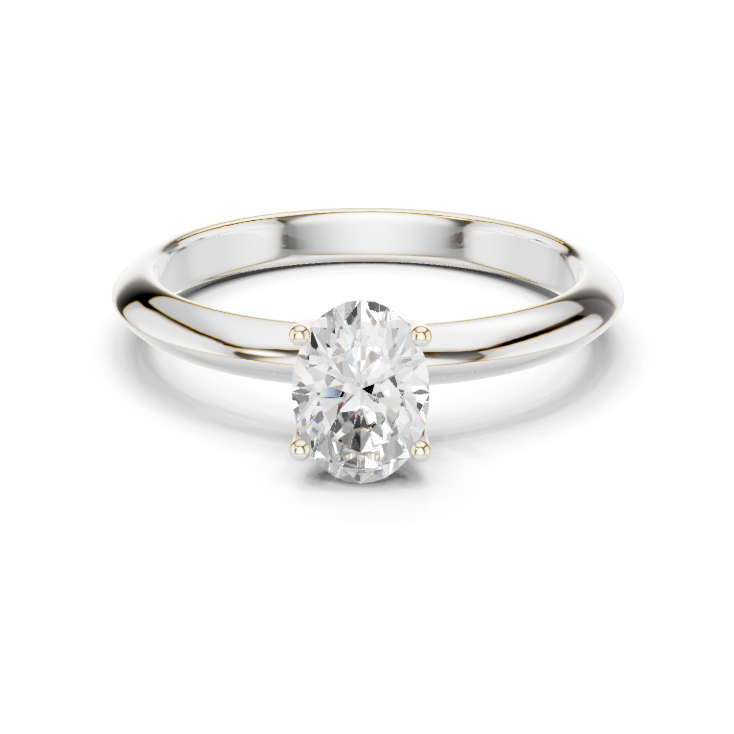 Gold Jewelry L36-6, Oval center stone, White Gold