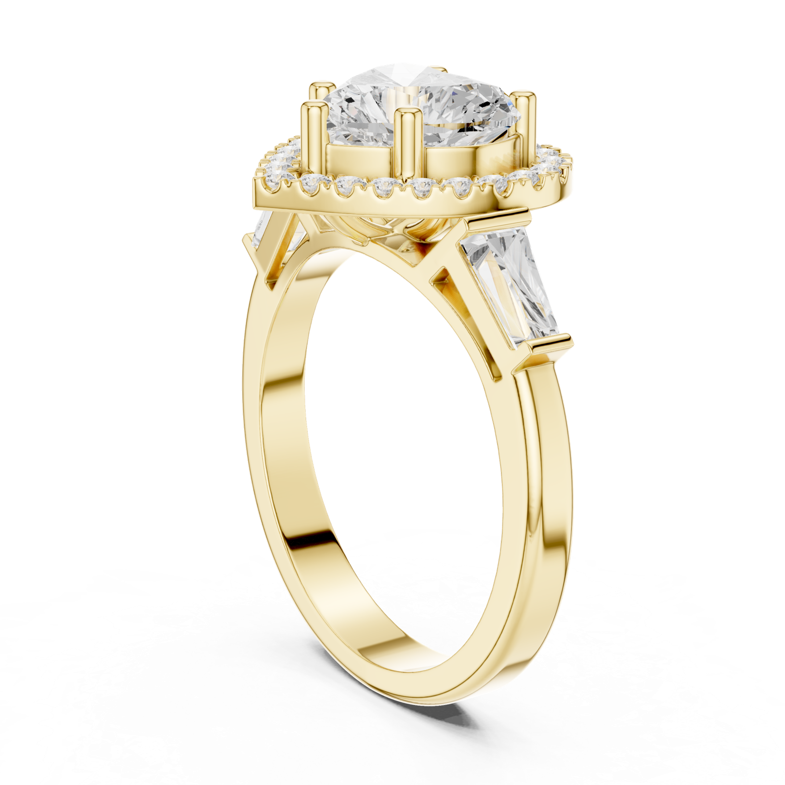 Gold Ring DDLR-342, Heart center stone, Yellow Gold, view 1