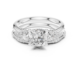 Gold Ring DDLR-299, Cushion center stone, White Gold, view 4
