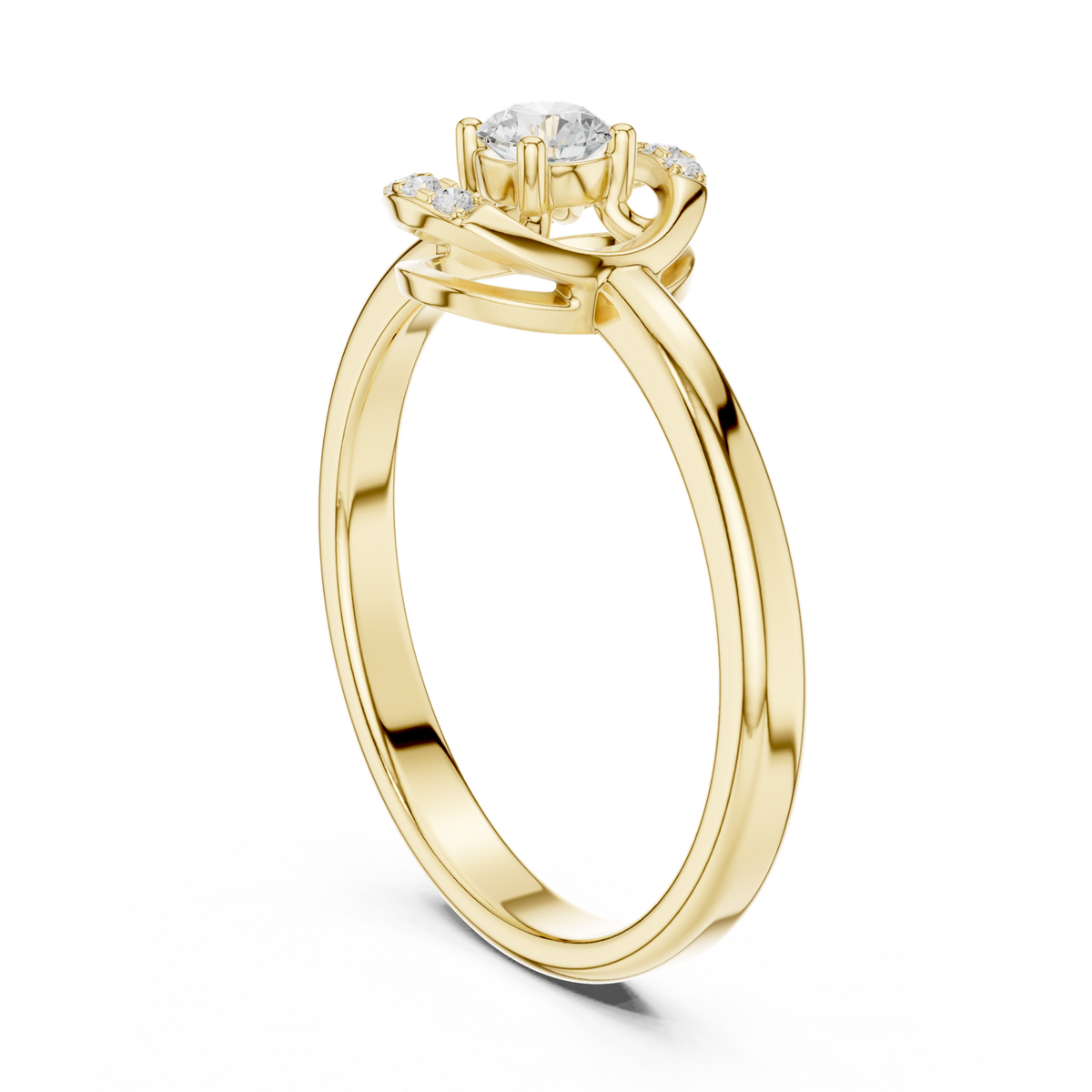 14K Solid Gold Lab Diamond Halo Ring, Yellow Gold, view 1