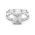 Gold Jewelry L36-9, Emerald center stone, White Gold