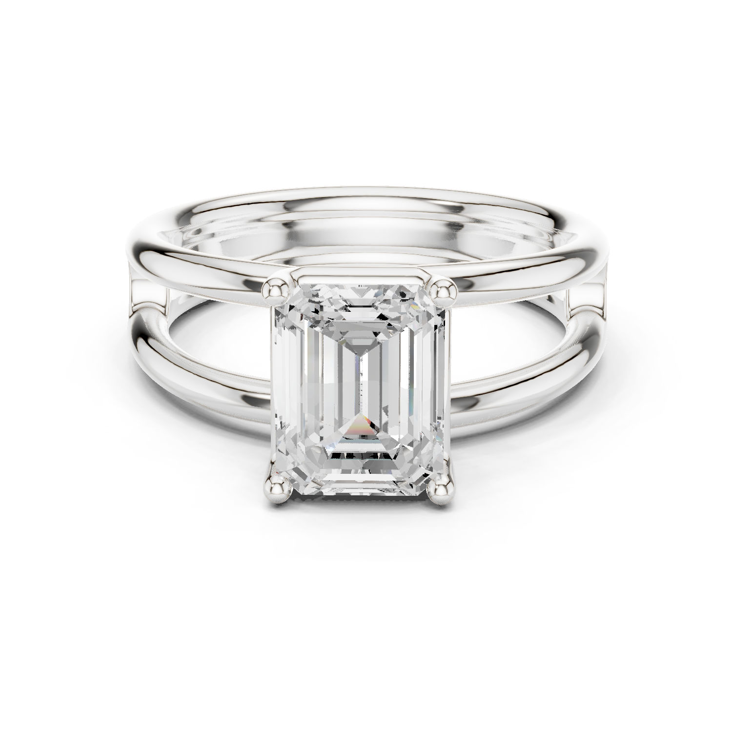 Gold Jewelry L36-9, Emerald center stone, White Gold