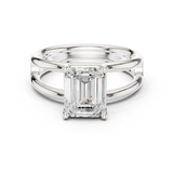 Gold Jewelry L36-9, Emerald center stone, White Gold