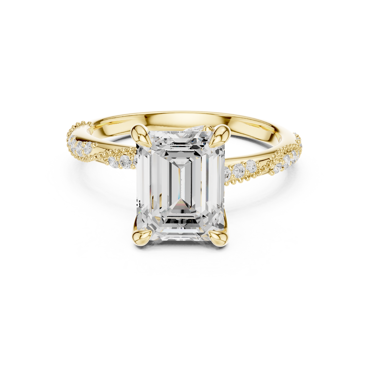 14K Solid Gold Lab Diamond Solitaire Ring, Yellow Gold