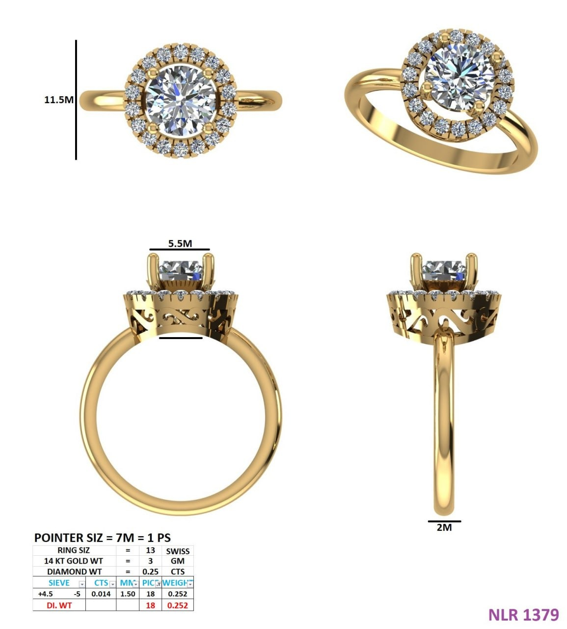 Gold Ring DDLR-687, Yellow Gold, view 50