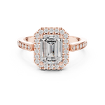 Gold Ring DDLR-349, Emerald center stone, Rose Gold, view 4