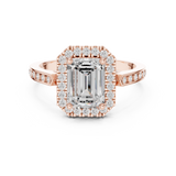 Gold Ring DDLR-349, Emerald center stone, Rose Gold, view 4