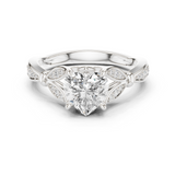 Gold Ring DDLR-257, Heart center stone, White Gold