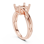 Gold Twisted Band Solitaire Engagement Ring, Emerald center stone, Rose Gold, view 1