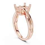 Gold Twisted Band Solitaire Engagement Ring, Emerald center stone, Rose Gold, view 1