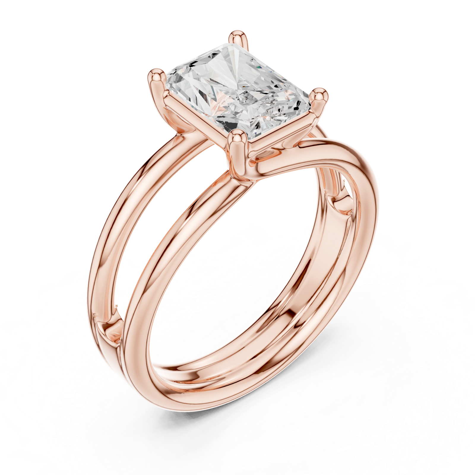 Gold Jewelry L36-9, Radiant center stone, Rose Gold, view 2