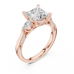 Gold Ring DDLR-284, Princess center stone, Rose Gold, view 2