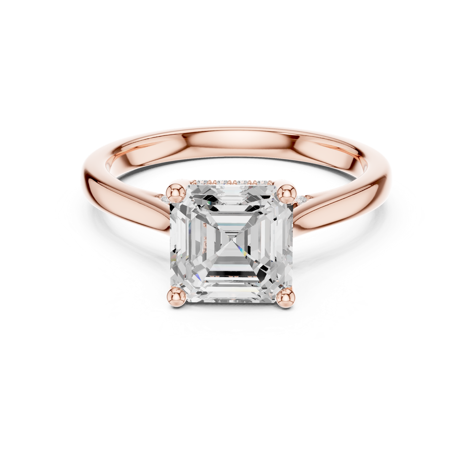 Gold Ring DDLR-163, Asscher center stone, Rose Gold, view 4