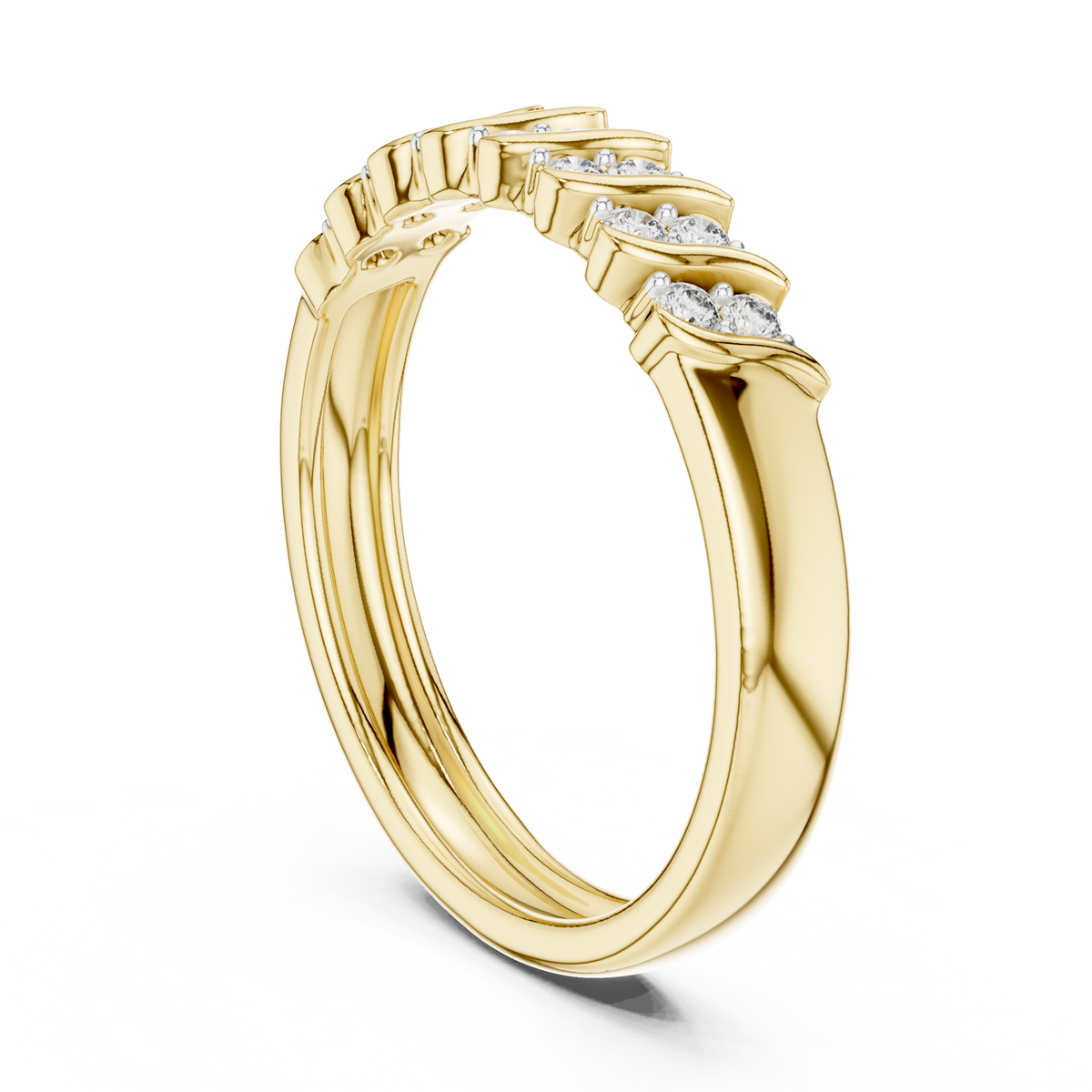 14K Solid Gold Lab Diamond Band Ring, Yellow Gold, view 1