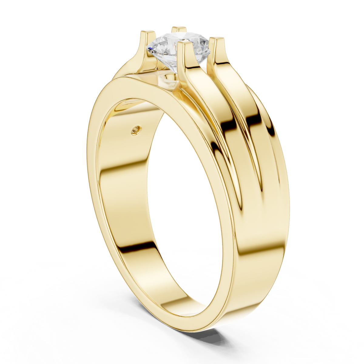14K Solid Gold Lab Diamond Solitaire Ring, Yellow Gold, view 1