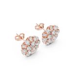 14K Solid Gold Lab Diamond Halo Earrings, Rose Gold, view 2
