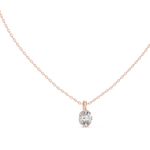 14K Solid Gold Lab Diamond Solitaire Pendant Necklace, Rose Gold, view 1