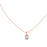 14K Solid Gold Lab Diamond Solitaire Pendant Necklace, Rose Gold, view 1
