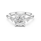 Gold Ring DDLR-164, Round center stone, White Gold, view 4