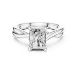 Gold Twisted Band Solitaire Engagement Ring, Radiant center stone, White Gold, view 4
