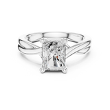 Gold Twisted Band Solitaire Engagement Ring, Radiant center stone, White Gold, view 4
