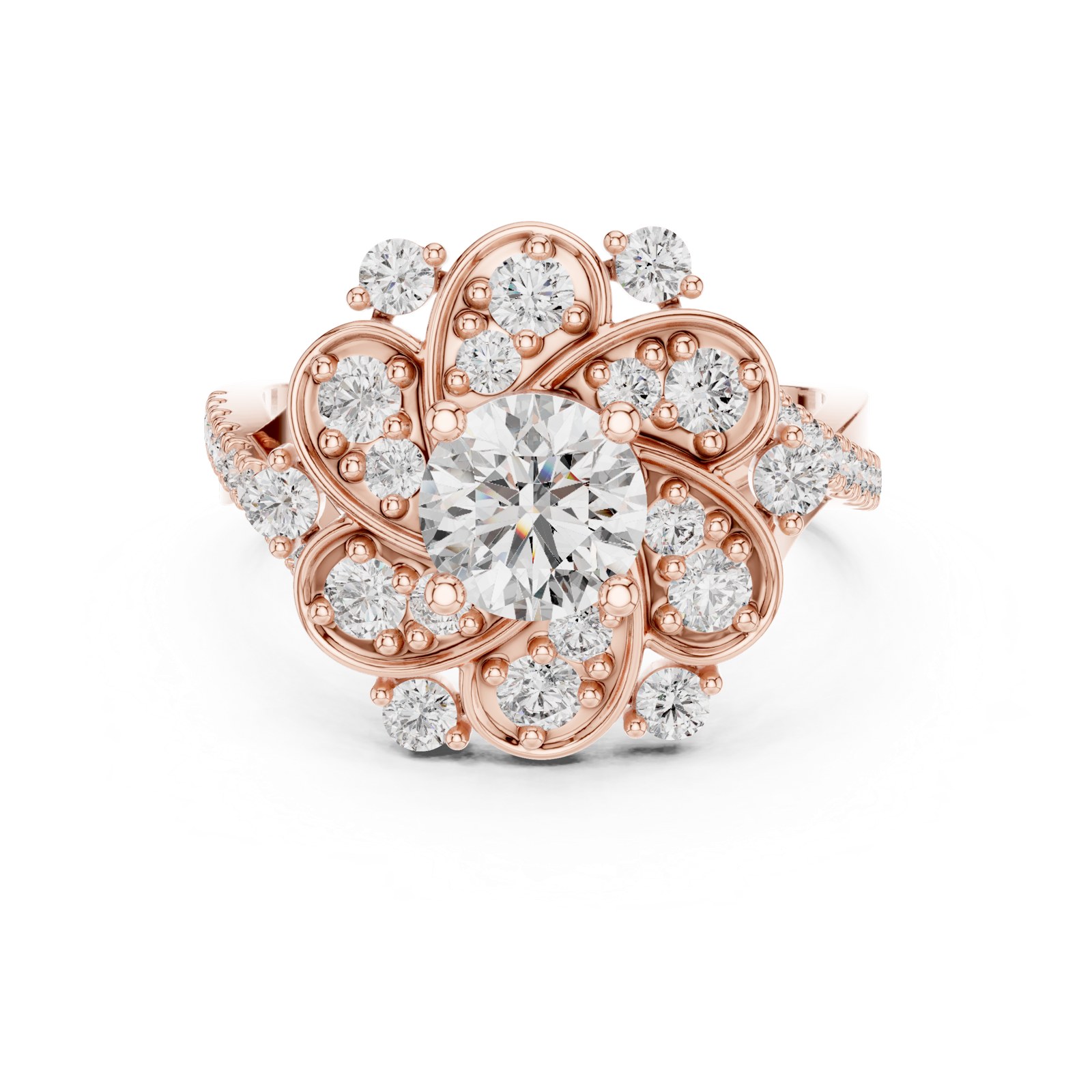 Gold Ring DDLR-187, Rose Gold, view 4