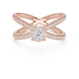 14K Solid Gold Lab Diamond Crossover Ring, Rose Gold