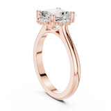 Gold Jewelry, Asscher center stone, Rose Gold, view 1
