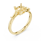 Gold Three-Stone Baguette Engagement Ring, Cushion center stone, Yellow Gold, view 2