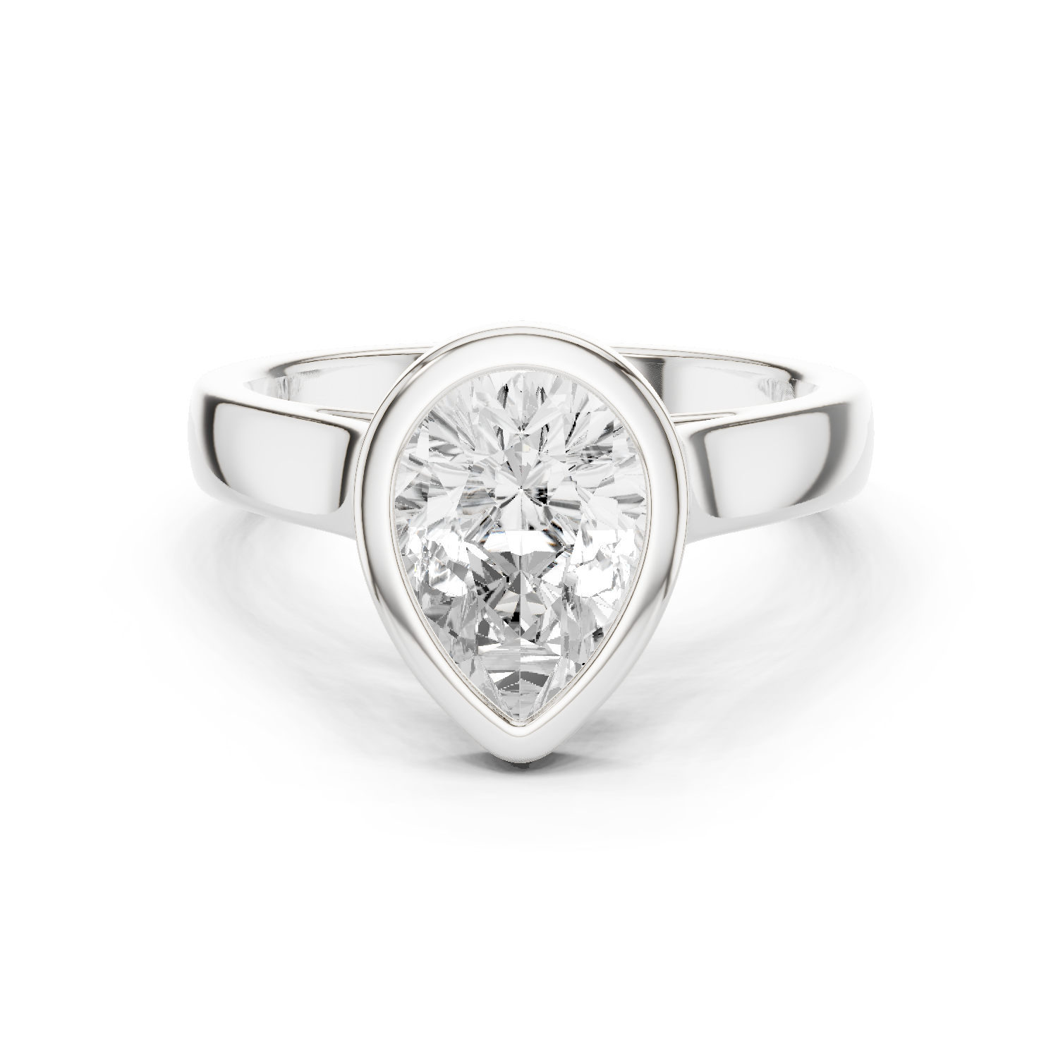 Gold Jewelry L36-3, Pear center stone, White Gold