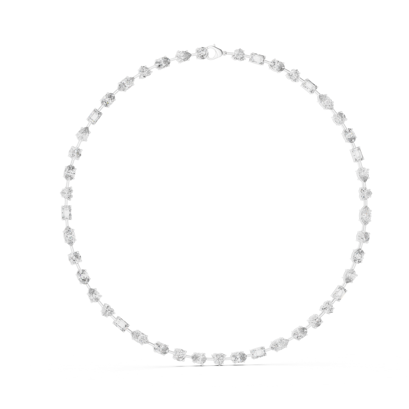 14K Solid Gold Lab Diamond Tennis Necklace, White Gold, view 1