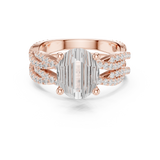 Gold Ring DDLR-300, Oval center stone, Rose Gold, view 4