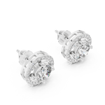 14K Solid Gold Lab Diamond Halo Earrings, White Gold, view 2