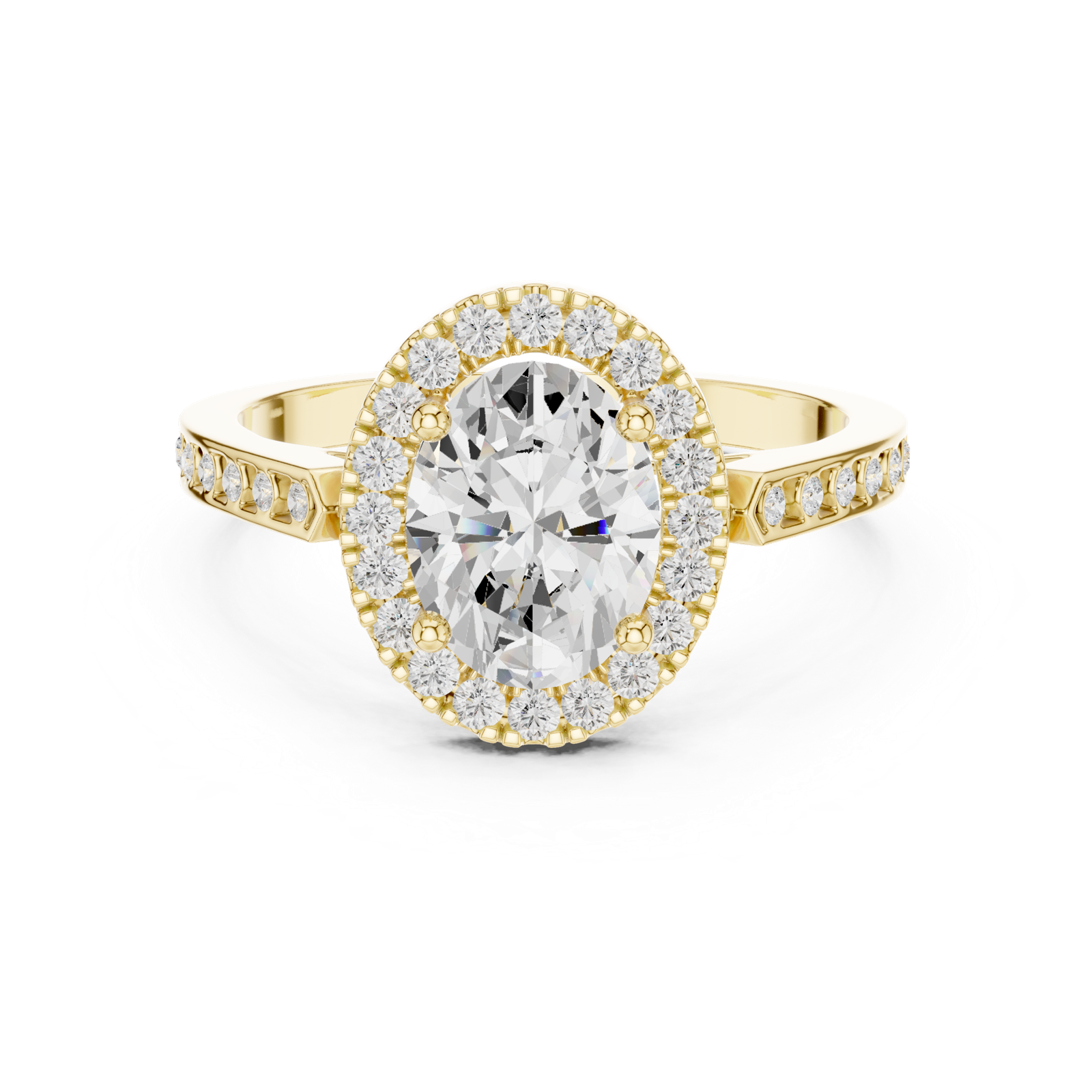Gold Ring DDLR-349, Oval center stone, Yellow Gold, view 4