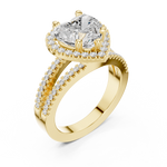 Gold Ring DDLR-350, Heart center stone, Yellow Gold, view 2