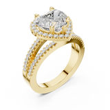 Gold Ring DDLR-350, Heart center stone, Yellow Gold, view 2