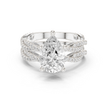 Gold Ring DDLR-300, Pear center stone, White Gold