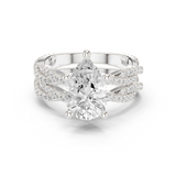 Gold Ring DDLR-300, Pear center stone, White Gold