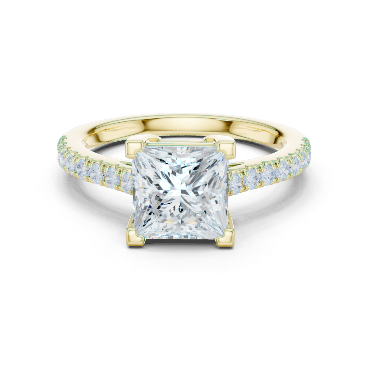 14K Solid Gold Lab Diamond Solitaire Ring, Yellow Gold