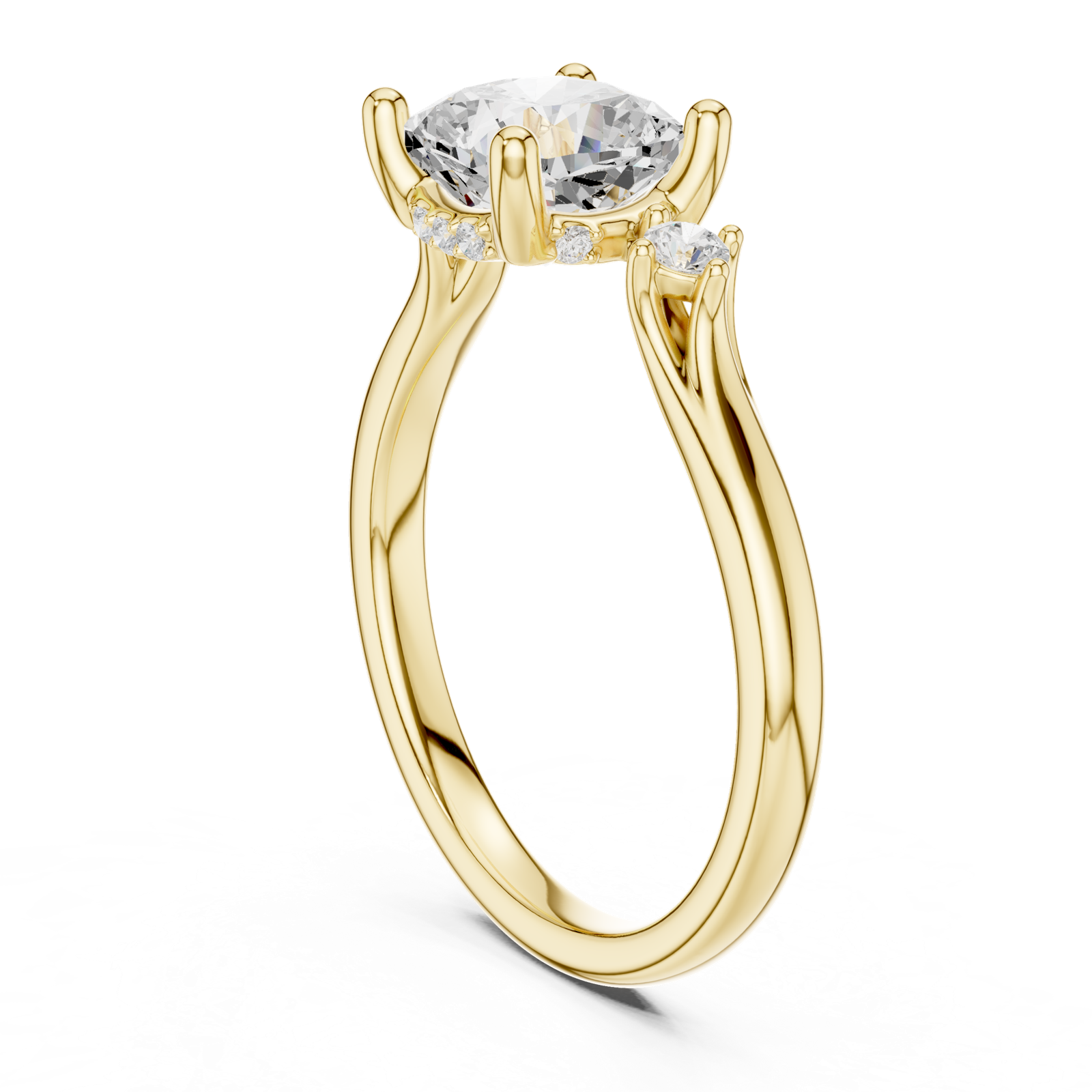 Gold Ring DDLR-164, Cushion center stone, Yellow Gold, view 1
